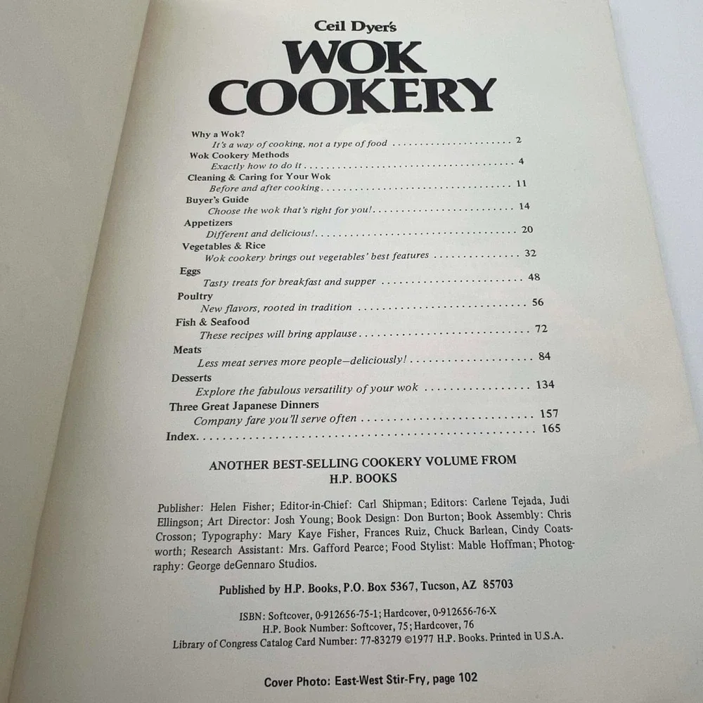 Vintage Ceil Dyer Wok‎ Cookery Cookbook 1977 HPBooks Stir Fry Oriental Recipes
